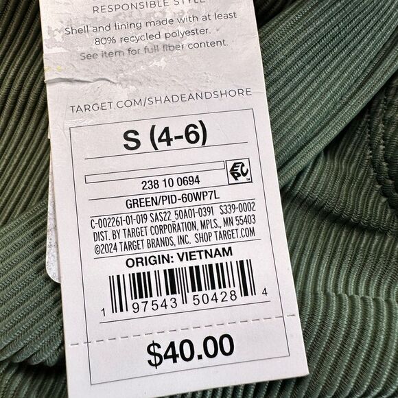 Neat Shade & Shore Women’s Green One Piece Swimsuit Ring Detail Plunge Front - S - Picture 6 of 9